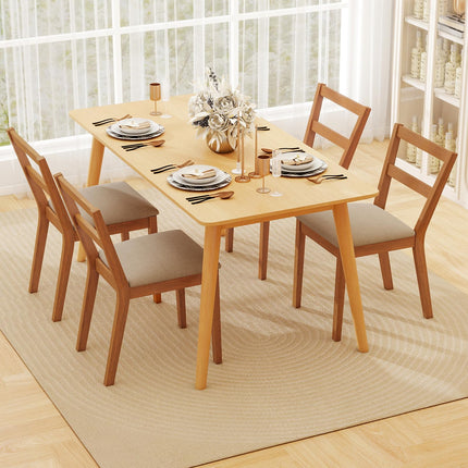 Dreamade Wooden Dining Chairs Set of 2/4 Farmhouse Upholstered Kitchen Chairs with Rubber Wood Legs & Fabric Padded Seat