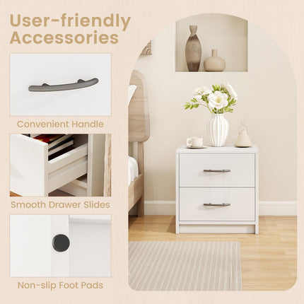 Dreamade Nightstand with 2 Drawers, Modern Night Stand with Storage Drawers, Compact Floor Sofa Side Table for Small Spaces