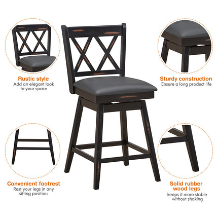 Dreamade Bar Stool with Foot Rest Upholstered Cushion & Ergonomic Backrest