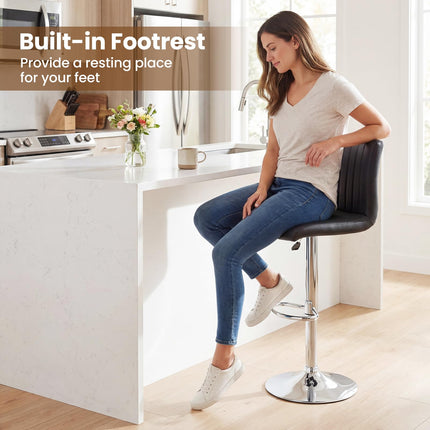 Dreamade Modern Faux Leather Counter Height Barstools Set of 2/4 with Back and Footrest