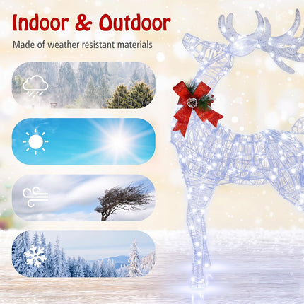 Dreamade Lighted Christmas Reindeer | 4.4 FT Pre-Lit Xmas Holiday Decoration