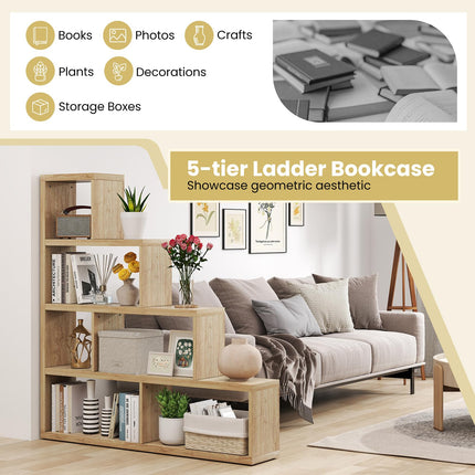 Dreamade 6 Cube Geometric Bookshelf, 4-Tier L-Shaped Bookcase with Cubes