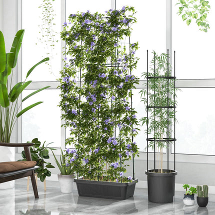 Dreamade Set of 2 Raised Garden Bed w/Trellis & Plant Cage, Planter Box w/ 71” Cucumber Trellis