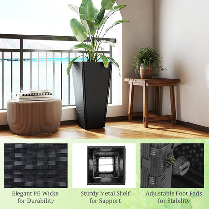 Dreamade Set of 2 Outdoor Wicker Flower Pot 30 Inch Tall Planters with Drainage System