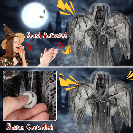 DREAMADE 5.5ft Halloween Animated Angel Ghost Statue