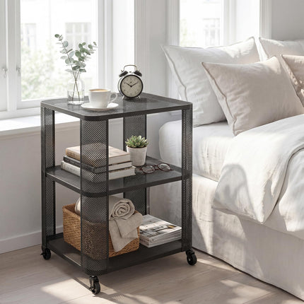Dreamade 3-Tier End Table | Rolling Side Table w/Open Storage Shelves (1/2)