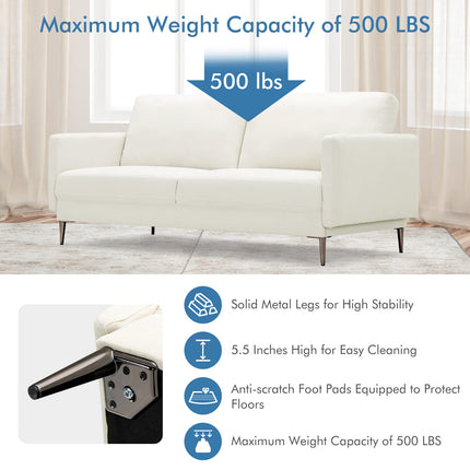 Dreamade Sofa Couch, for Bedroom, Reception Rooms, Chair & Loveseat(Grey & White)
