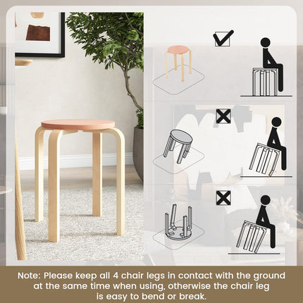 Dreamade Bentwood Stackable Stools Set of 4, 18" Round Stacking Backless Nesting Stools