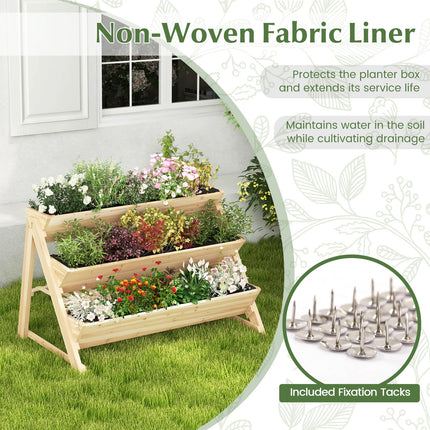 Dreamade 3-Tier Raised Garden Bed, Wooden Vertical Planter Box with Storage Shelf