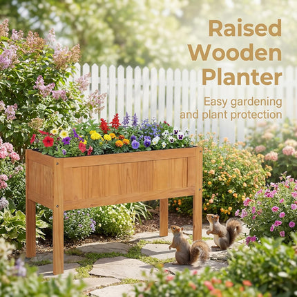 Dreamade Solid Wooden Raised Garden Bed w/Legs (35”Lx 16”Wx24”H)