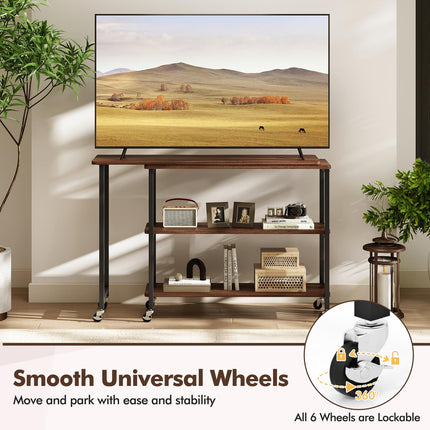 Dreamade 360° Free Rotating Sofa Side Table with 2-Tier Storage Shelves