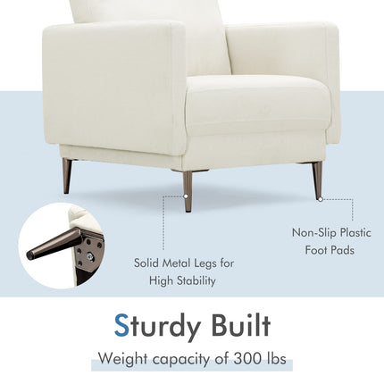 Dreamade Sofa Couch, for Bedroom, Reception Rooms, Chair & Loveseat(Grey & White)