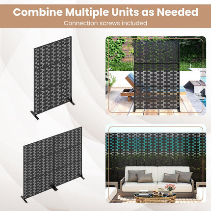 Dreamade Metal Privacy Screen 72 x 48 Inch Freestanding Fence Panel Indoor Outdoor
