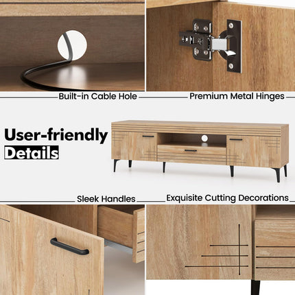 Dreamade TV Stand for TV up to 65 Inches, Mid Century Modern Entertainment Center with 2 Cabinets