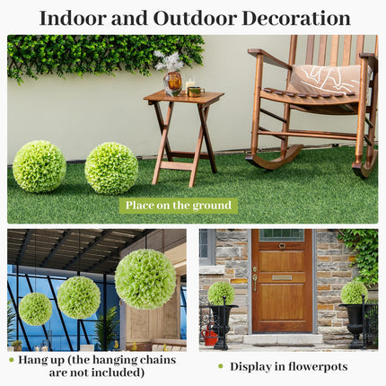 Dreamade 11 Inch Topiary Balls Artificial Outdoor Set of 2, Faux Boxwood Ball, Fake Plant Sphere