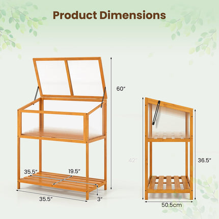 Dreamade Wood Cold Frame Greenhouse with Transparent Openable Roof & Slatted Shelf