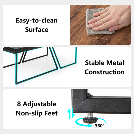 Dreamade Stacking Coffee Table Set of 2, Black & Brown Modern Side Table
