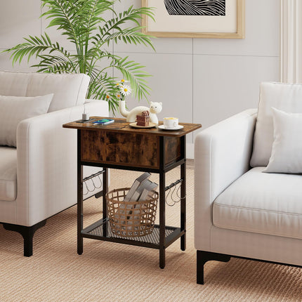 Dreamade End Table | Flip Top Bedside Night Stand w/USB & Type-C Ports (1/2)