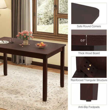 Dreamade Dining Table for 4 People, 48” x 29” Kitchen Table with Wood Legs, Rectangular Dinner Table for Small Space