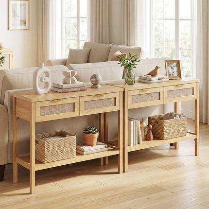 Dreamade 40" Rattan Console Table with Storage for Foyer Hallway Entrance