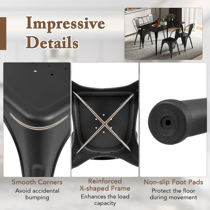 Dreamade Metal Dining Chairs Set of 4, Farmhouse Kitchen Chairs with Removable Backrest