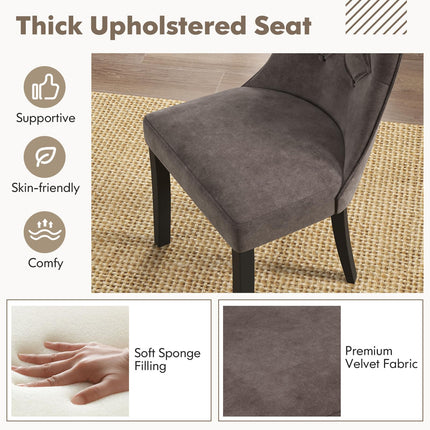 Dreamade Tufted Dining Chairs, Upholstered Kitchen Chairs w/High Backrest, Rubber Wood Legs