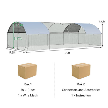 Dreamade Large Metal Chicken Coop, Dome Shaped Poultry Cage Hen Run House Rabbits Habitat for Backyard Farm Outdoor