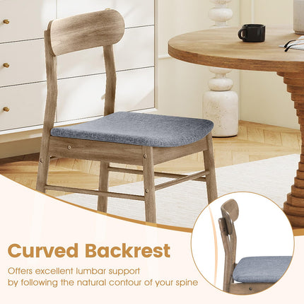 Dreamade Fabric Upholstered Kitchen Chairs with Rubber Wood Frame and Padded Curved Seat