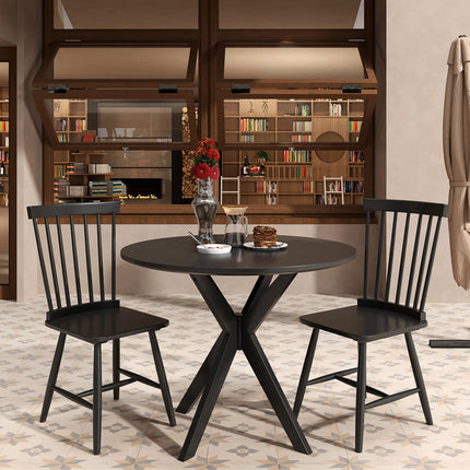 Dreamade Windsor Dining Chairs Set of 2/4 Black, w/Wide Seat & Spindle Back, Max Load 400 Lbs