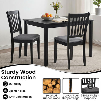 Dreamade Modern Farmhouse Wood Slat-Back Kitchen Chairs w/Padded Seat (2/4)