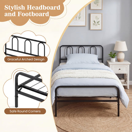 Dreamade Foldable Metal Twin Bed Frame with Headboard and Footboard