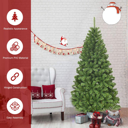 Dreamade Artificial Christmas Tree, Unlit Premium Hinged Spruce Xmas Tree with Solid Metal Stand, for Outdoor and Indoor Decor