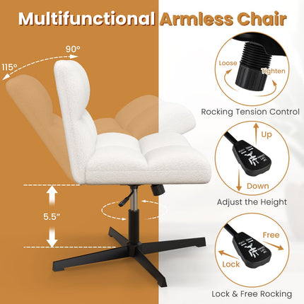 Dreamade Criss Cross Chair No Wheels, Armless Cross Legged Office Desk Chair