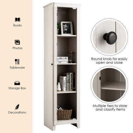 Dreamade Tall Storage Cabinet Freestanding Floor Storage Tower with Four Shelves and Single Door