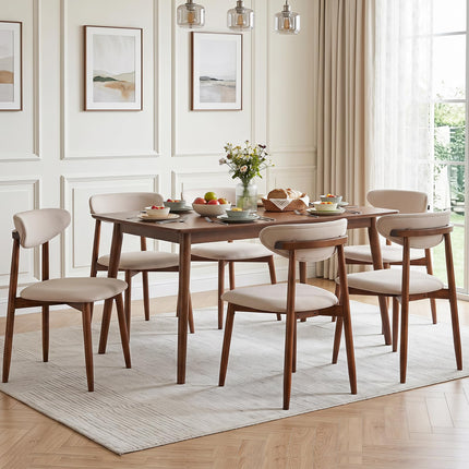 Dreamade Modern Upholstered Wooden Dining Chairs with Fabric Padded Seat (2/4)