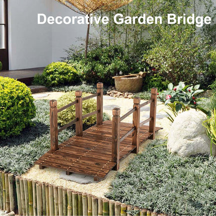 Dreamade 5 ft Garden Bridge - Stained Wood Arc Footbridge Walkway