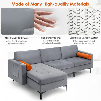 Dreamade 97" Large Couch, 3 Seat Sectional Sofa Set, L-Shaped Modular Sleeper with Chaise Lounge & USB Port & Socket