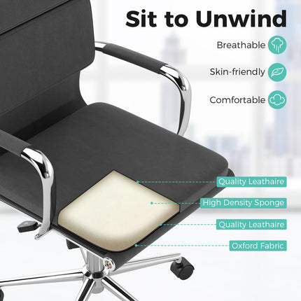 Dreamade Ergonomic Office Chair Mid Back Fabric Desk Chair with Armrest