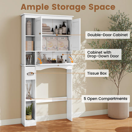 Dreamade White Over The Toilet Storage Cabinet Freestanding Bathroom Organizer