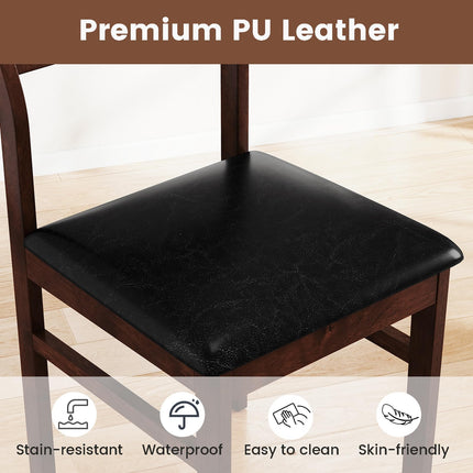 Dreamade Wooden Dining Chairs Set of 2/4 PU Leather Upholstered Kitchen Armless Chair