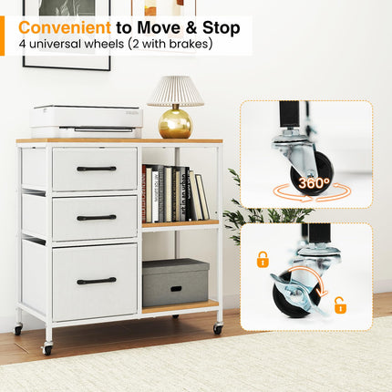 Dreamade 3 Drawer Mobile File Cabinet with Charging Station