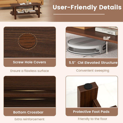 Dreamade 2-Tier Coffee Table with Storage Shelf