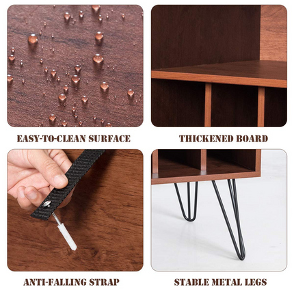 Dreamade End Table Record Player Stand, Turntable Stand Record Storage Cabinet