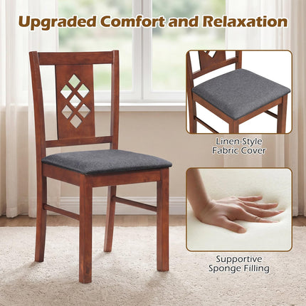 Dreamade Wooden Upholstered Kitchen Chair with Elegant Diamond Back (2/4)