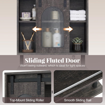 Dreamade Bathroom Wall Cabinet with Sliding Barn Door