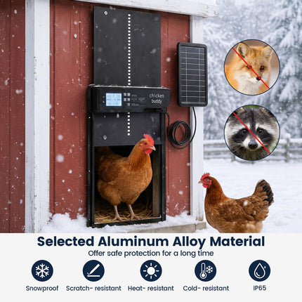 Dreamade Aluminum Auto Chicken Coop Door Solar Powered with Light Sensor & Timer