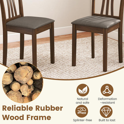 Dreamade Wooden Dining Chairs Set of 2/4 Linen Fabric Upholstered Kitchen Armless Chair