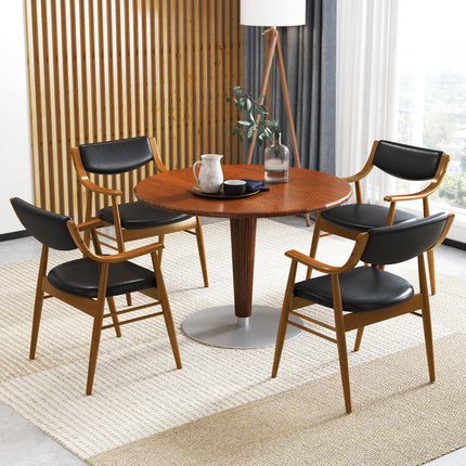 Dreamade Wooden Dining Chairs Set of 2/4, PU Leather Upholstered Kitchen Chairs w/Padded Seat & Back