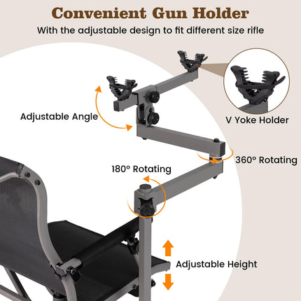 DREAMADE Hunting Chair with Gun Rest 360°Swivel Blind Chair