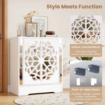 Dreamade Shoe Cabinet with Drawer 6-Tier Shoe Organizer Cabinet with Mirrored Doors